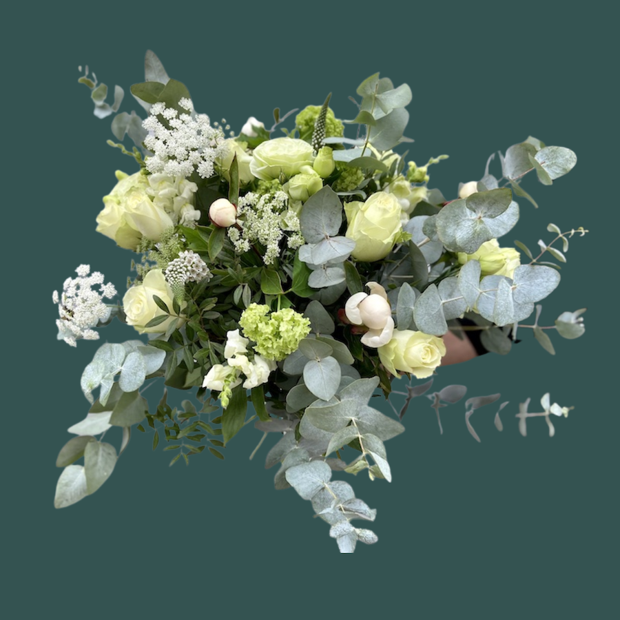 Austen bouquet with white and green flowers
