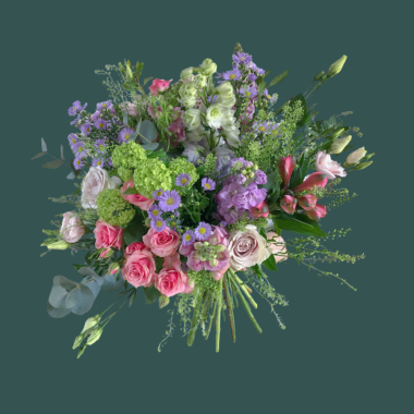 Zahra is a lilac, pink and lime green bouquet.