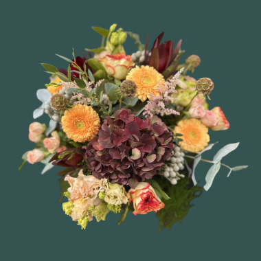 Hesper bouquet of vintage toned flowers.