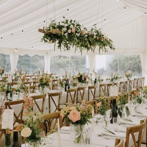 Marquee wedding flowers.