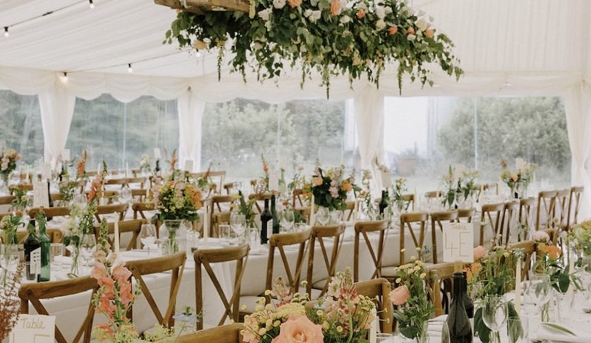 Marquee wedding flowers.