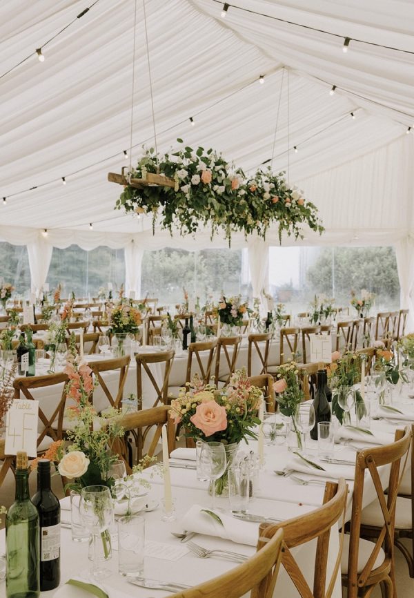 Marquee wedding flowers.