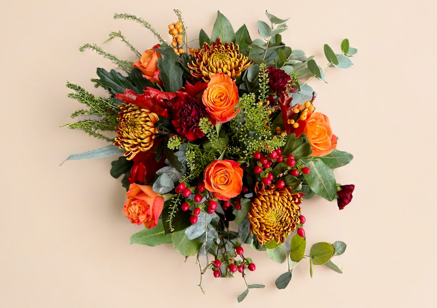 Wild Ember bouquet against a neutral background.