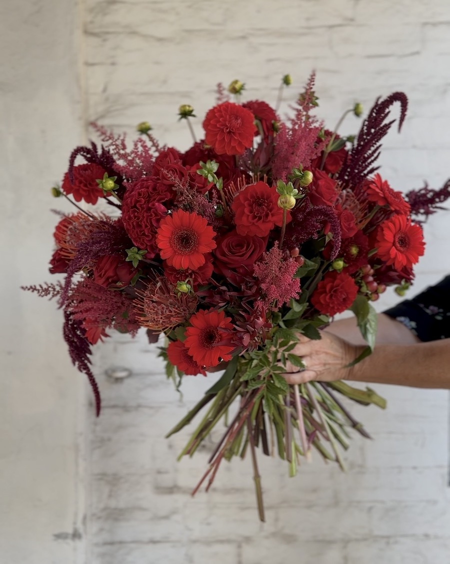 Ruby Ruby bouquet, a classic romantic floral arrangement for same day delivery.