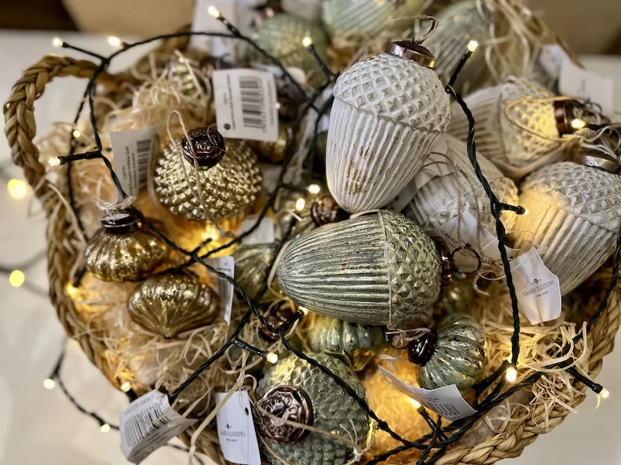 bauble assortment with fairy lights